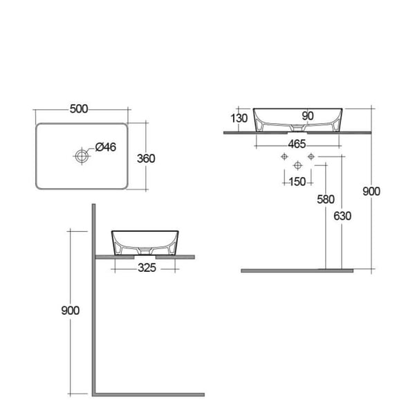 Νιπτήρας Feeling Rectangle 50x36x13 cm Rak Ceramics